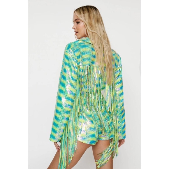 Nasty Gal Fringe Sequin Romper NWT - Picture 3 of 10